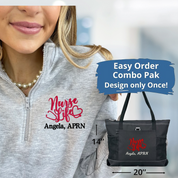 Brooke District Unisex 1/4 Zip Healthcare Sweatshirt Plus Tote Bag Combo