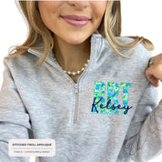 Custom Floral Appliqué Credentials Quarter Zip with Name