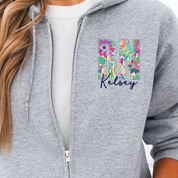 Custom Floral Appliqué Credentials Full Zip with Name