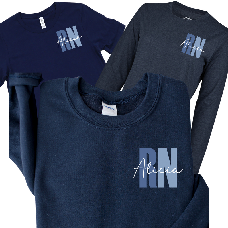 Personalized Bundle | Sweatshirt - Long-sleeve - short sleeve tee | Blue or Pink Certifications