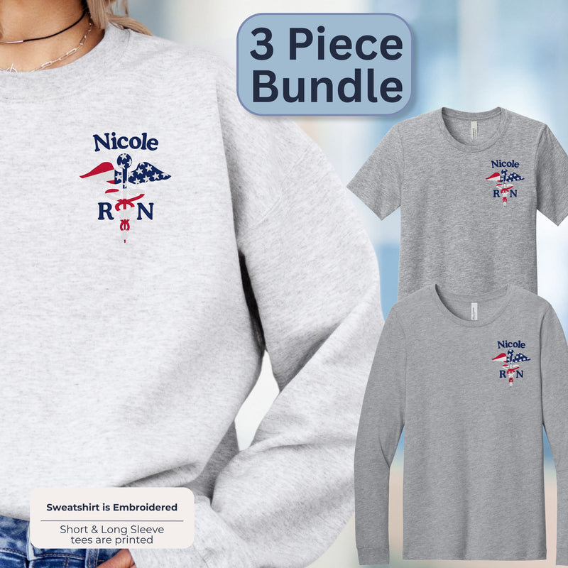 Flag Caduceus Bundle | Sweatshirt - Long-Sleeve Tee- Short Sleeve Tee