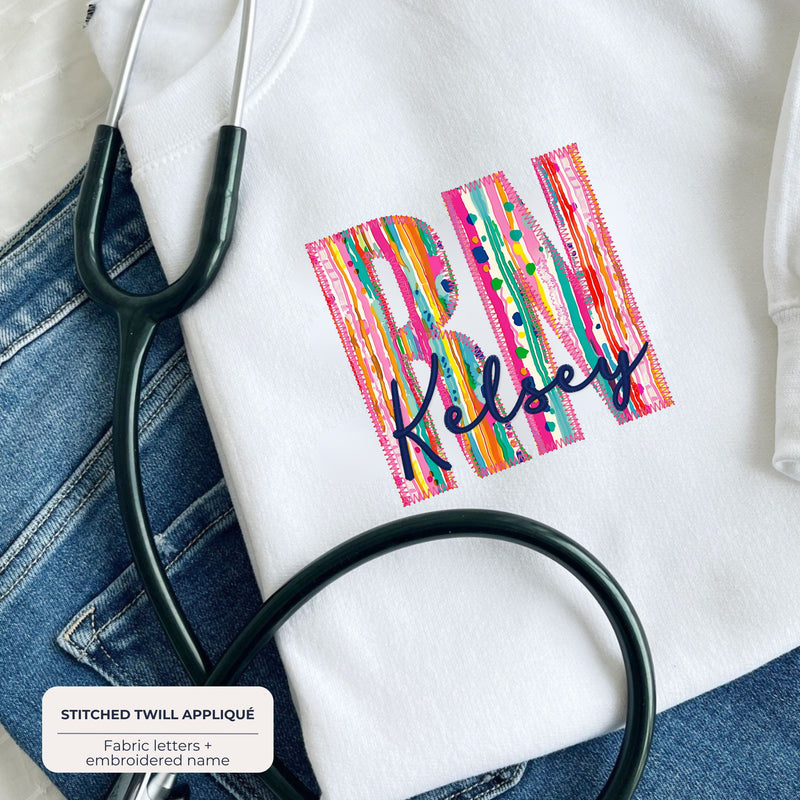 Custom Floral Appliqué Credentials Sweatshirt with Name