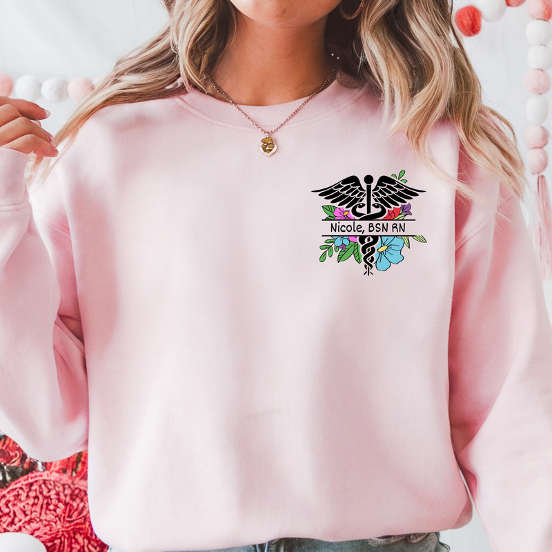 Personalized Crewneck Sweatshirt with Caduceus