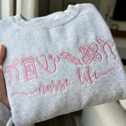 Custom Embroidered Medical Icons Crewneck Sweatshirt (Optional Script)