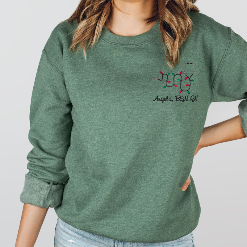 Personalized Crew Neck Sweatshirt | Xmas Lights