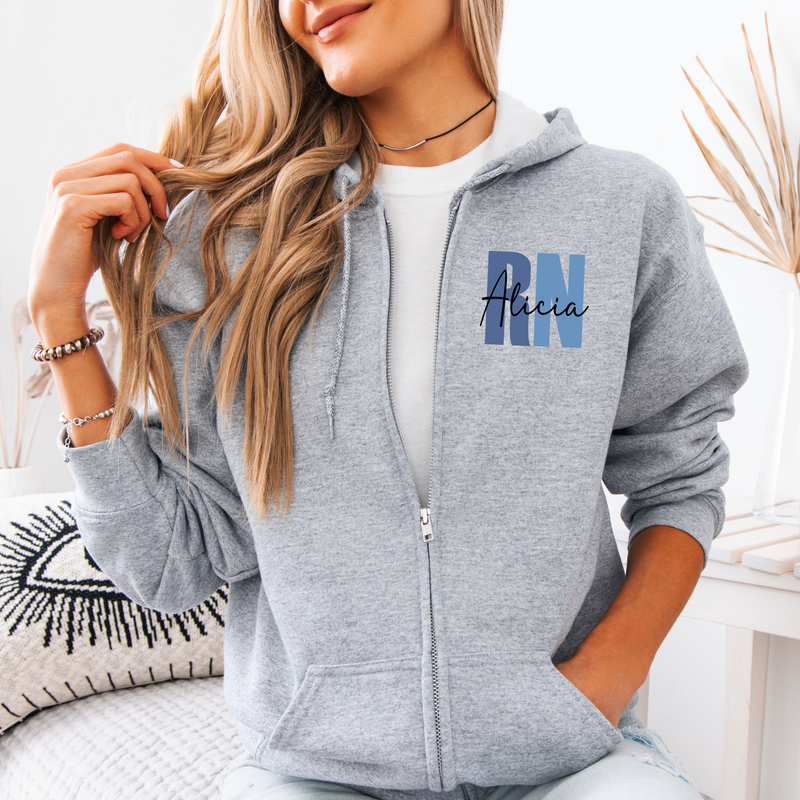 Brooke District Unisex Full Zip Blue or Pink Certification Sweatshirt