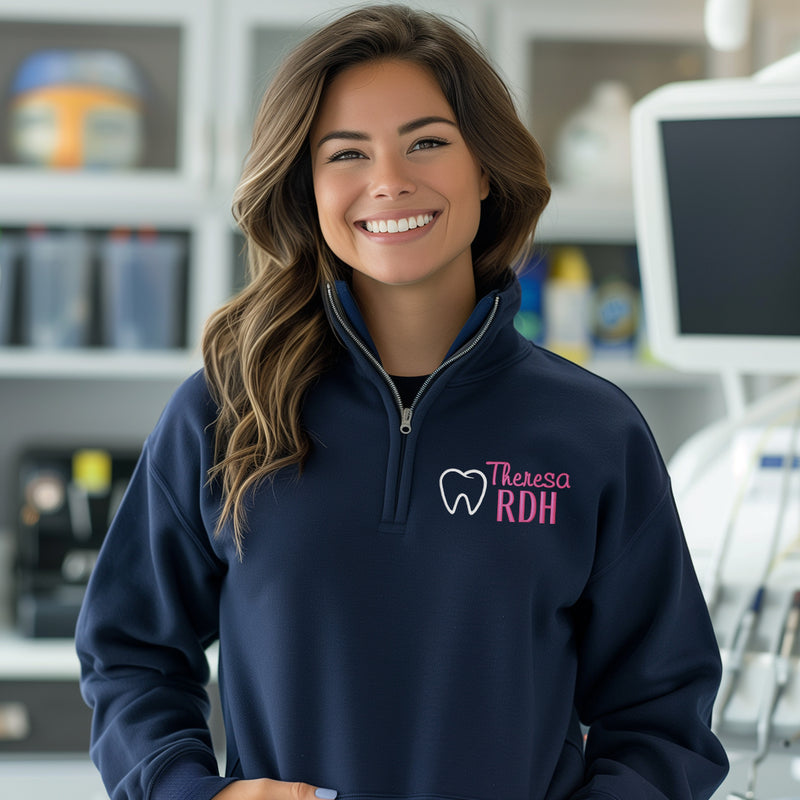 Personalized 1/4 zip Dental Sweatshirt - Unisex Sizing