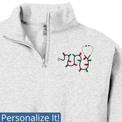 Personalized 1/4 zip Unisex Sweatshirt with Embroidered Xmas Lights