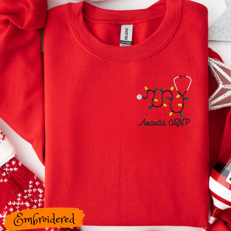 Personalized Crew Neck Sweatshirt | Xmas Lights