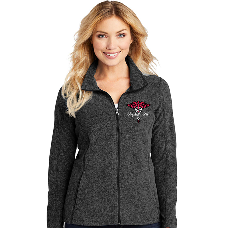 Port Authority® Ladies Heather Microfleece Full-Zip Jacket