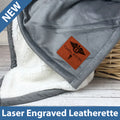 Personalized Sherpa Lined Blanket with Leatherette Patch | BP40