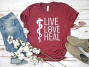 Adult Bella Canvas Tee | Live Love Heal Nurse tee