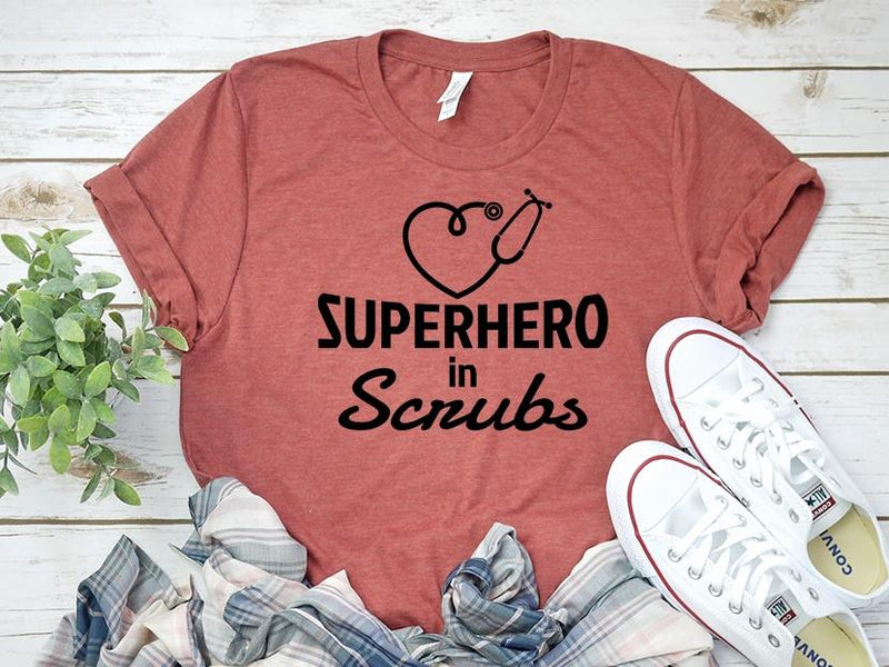Adult Bella Canvas Tee | Super Hero in Scrubs Nurse Tee
