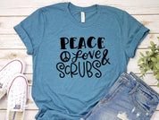 Adult Bella Canvas Tee | Peace Love Scrub Nurse Tee