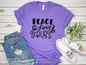 Adult Bella Canvas Tee | Peace Love Scrub Nurse Tee