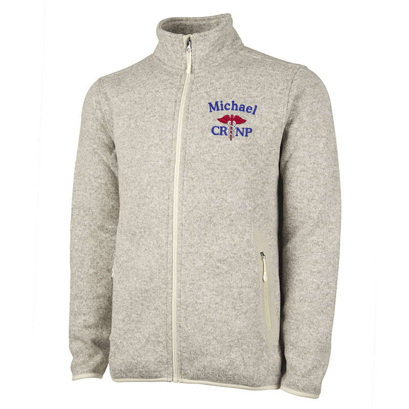 Charles River Mens Heathered Sweater Nurse Full Zip