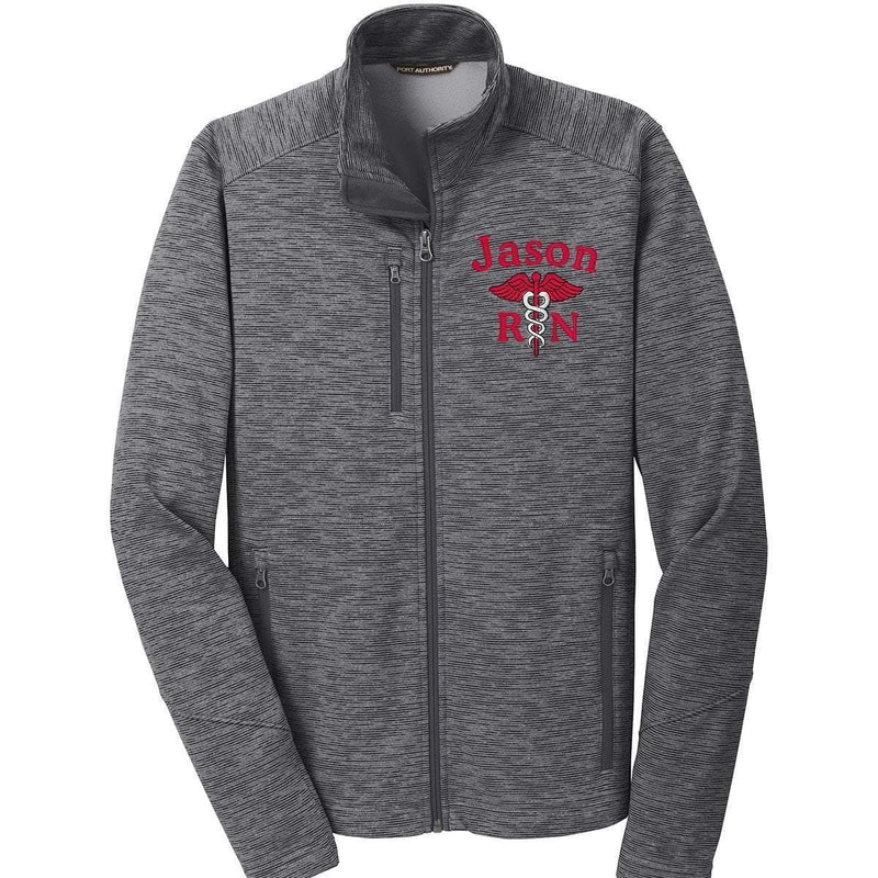 Port Authority jackets Black Heather / Small F231 Port Authority® Unisex Digi Stripe Fleece Jacket