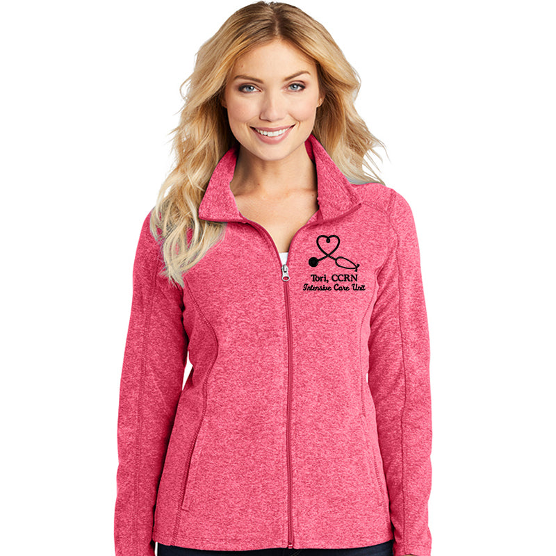 Port Authority® Ladies Heather Microfleece Full-Zip Jacket