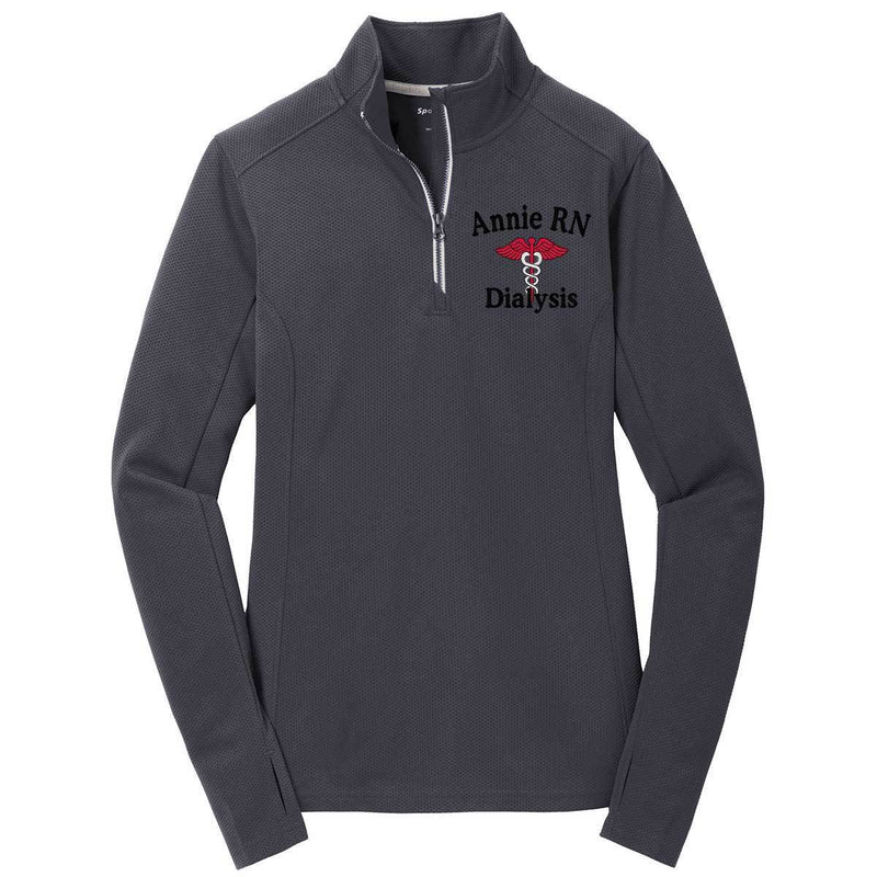 Sport-Tek 1/4 Zips GREY / XS LST860 | Sport-Tek® Ladies Sport-Wick® Textured 1/4-Zip Pullover