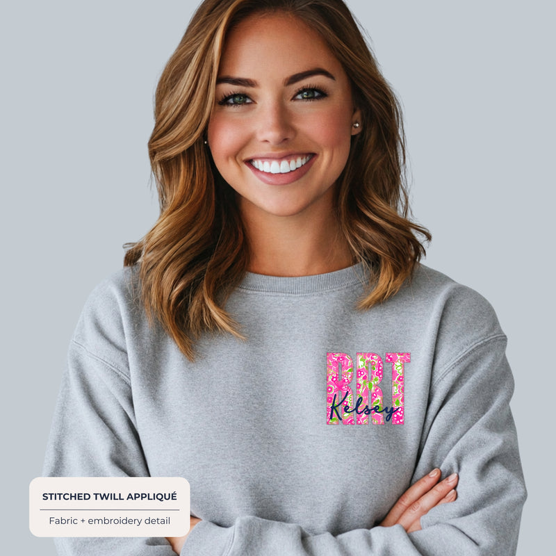 Custom Floral Appliqué Credentials Sweatshirt with Name