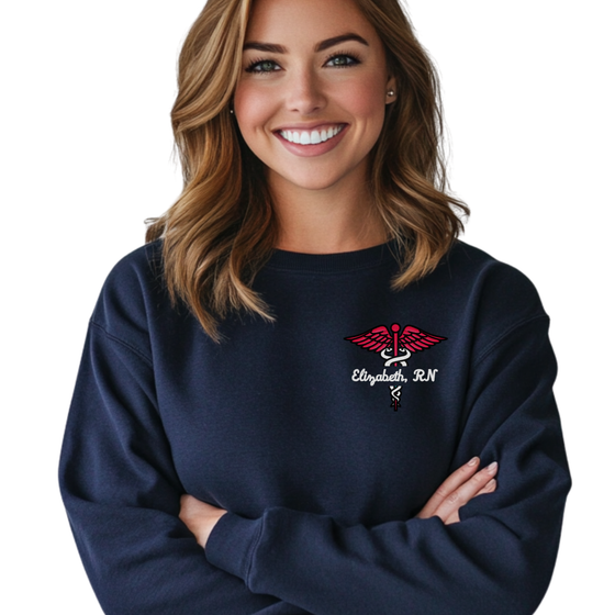 Personalized Crew Neck Sweatshirt | Custom Embroidered for Healthcare Professionals