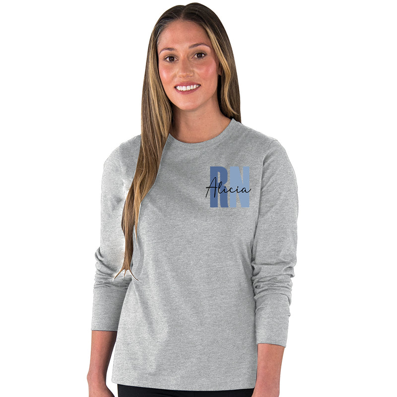 Personalized Women's Long Sleeve Tee | Blue or Pink Certifications