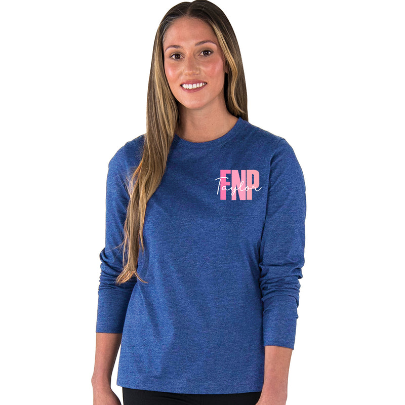 Personalized Women's Long Sleeve Tee | Blue or Pink Certifications