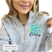 Custom Floral Appliqué Credentials Quarter Zip with Name