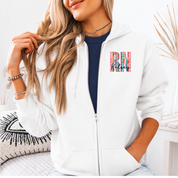 Custom Floral Appliqué Credentials Full Zip with Name