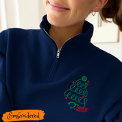 1/4 zip  Unisex Sweatshirt with Embroidered Xmas Tree Stethoscope