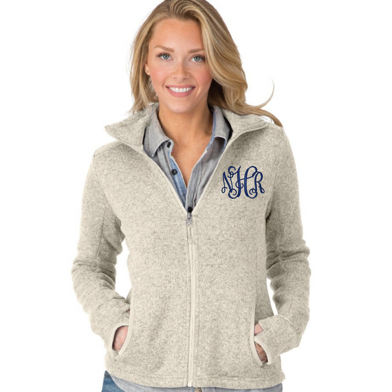 Monogrammed Charles River Women's Heathered Fleece Nurse Jacket