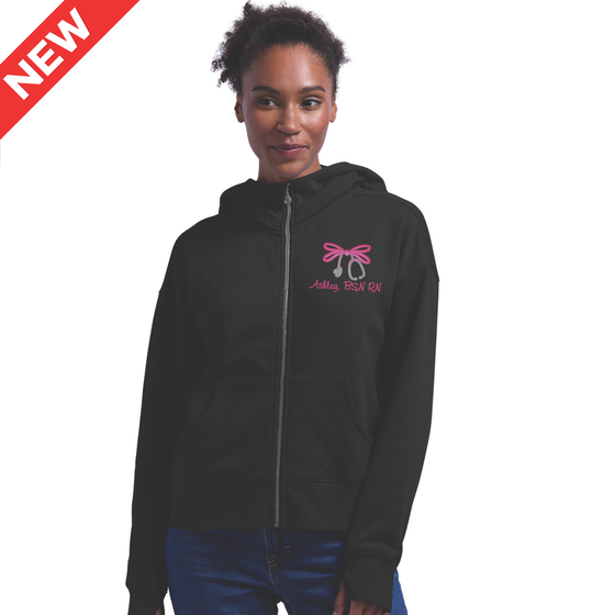 Charles River Women's Willow Full Zip Hoodie | Bow Embroidery