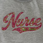 Custom Floral Appliqué Nurse Sweatshirt with Optional Personalized Tail