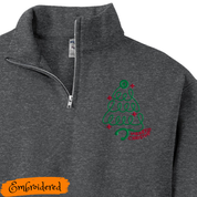 1/4 zip  Unisex Sweatshirt with Embroidered Xmas Tree Stethoscope