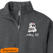 Embroidered 1/4 zip  Sweatshirt with BOO BOO Crew