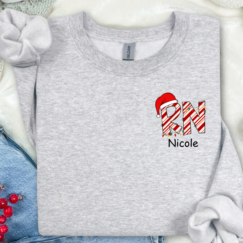 Personalized Sweatshirt | Candy Cane RN