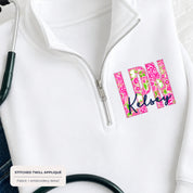 Custom Floral Appliqué Credentials Quarter Zip with Name