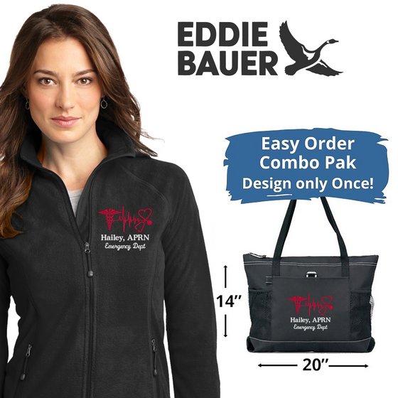Eddie Bauer® Ladies Full-Zip Microfleece Jacket  PLUS Tote Bag Combo