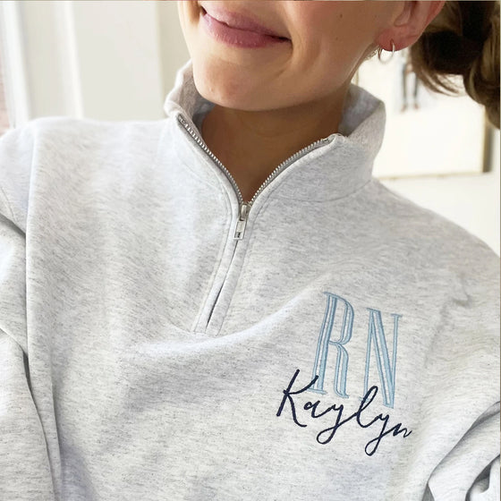 Personalized 1/4 zip  Sweatshirt with Tall Certification  - Unisex Sizing