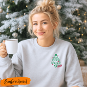 Personalized Crew Neck Sweatshirt | Embroidered Stethoscope Xmas Tree