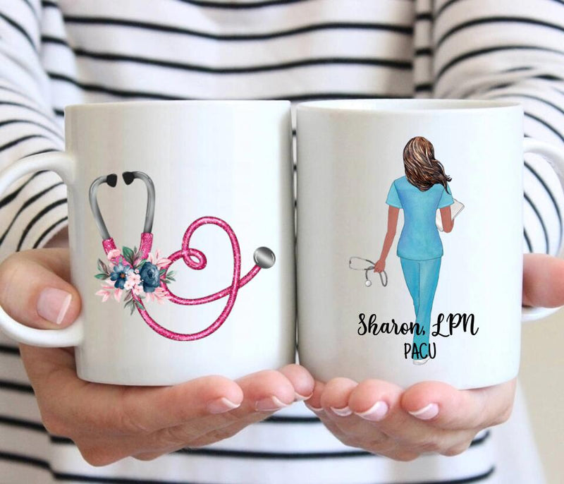 Personalized Nurse Mug | Pink Stethoscope