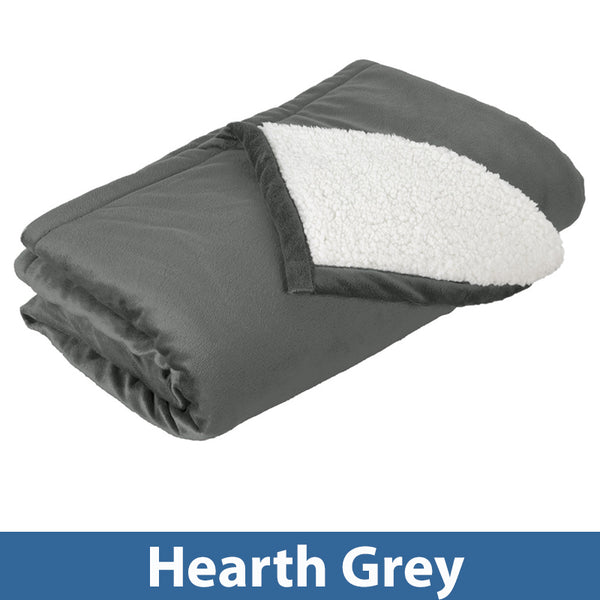 Personalized Sherpa Lined Blanket with Leatherette Patch | BP40
