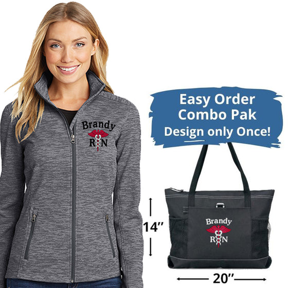 Ladies Digi Stripe  Personalized Healthcare Jacket PLUS Tote Bag COMBO
