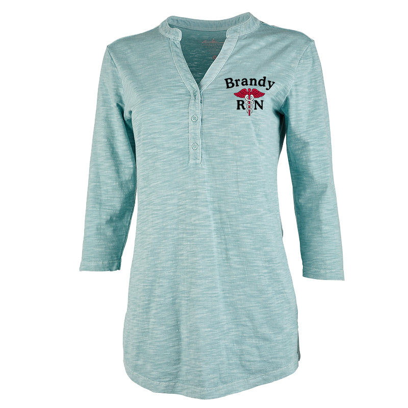 2143 | Women's Freetown Henley Personalized Nurse Tunic