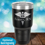 Personalized Laser Etched Tumbler | Split Caduceus