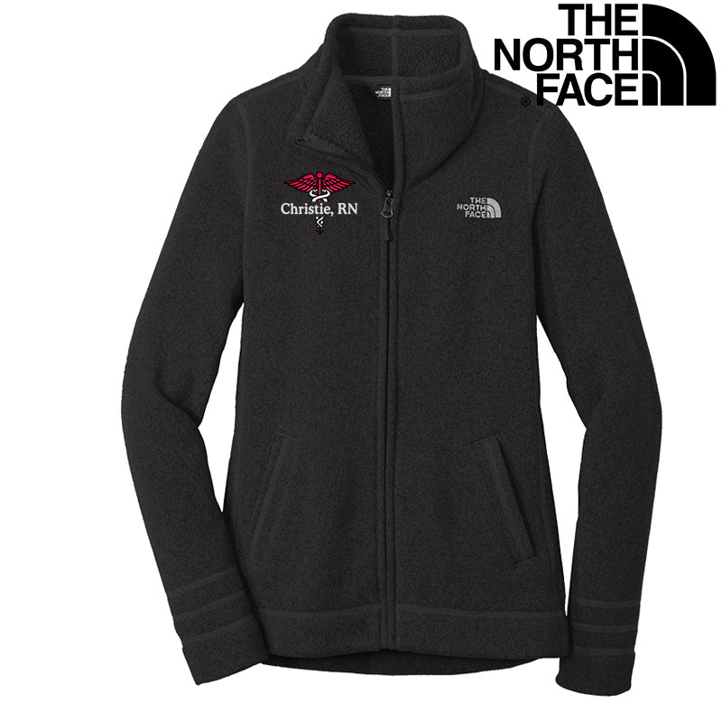 Custom Logo The North Face Men's Black Heather Sweater Fleece Jacket