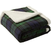 Plaid Sherpa Personalized Blanket with Leatherette Patch