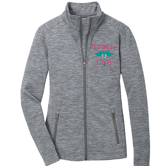 OVERSTOCK | Ladies Digi Stripe Personalized Nurse Full Zip | Grey 4XL