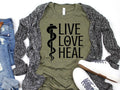 Adult Bella Canvas Tee | Live Love Heal Nurse tee