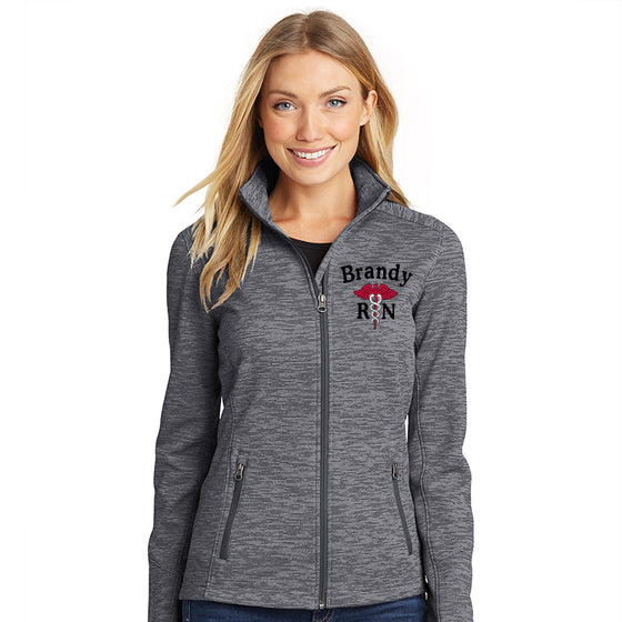 Ladies Digi Stripe  Personalized Nurse Full Zip